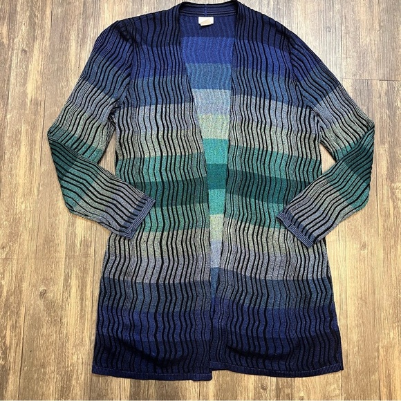 CHICOβS Colorful Striped Classic Fit Open Front Long Sleeve Cardigan Size L - Picture 10 of 14